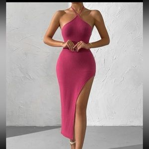 Split Thigh Halter Dress